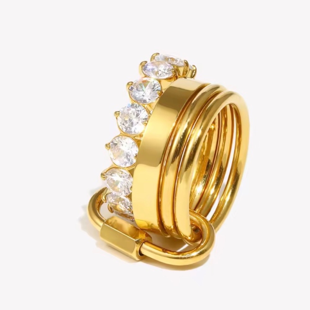 18K plated layered fashion ring